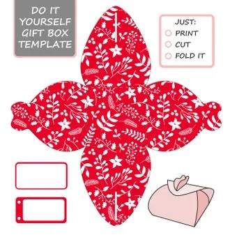 Christmas vector gift packaging template. Favor, gift box die cu Stock Illustration