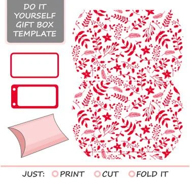 Christmas vector gift packaging template. Favor, gift box die cu Stock Illustration