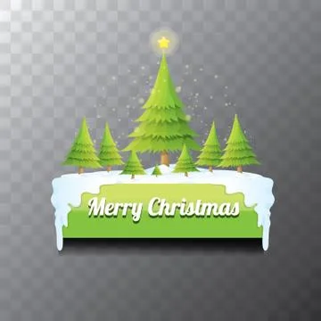 Christmas vector green button with christmas tree Stock Illustration