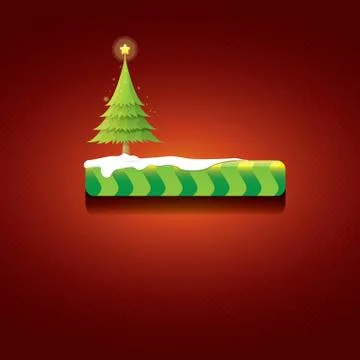 Christmas vector green button with christmas tree 库存插图