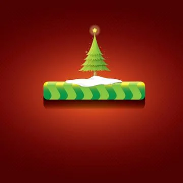 Christmas vector green button with christmas tree Illustrazione stock