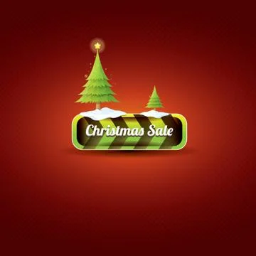 Christmas vector green button with christmas tree Stockillustratie