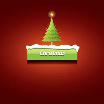 Christmas vector green button with christmas tree Stockillustratie