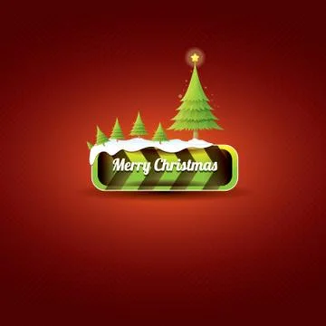Christmas vector green button with christmas tree 库存插图