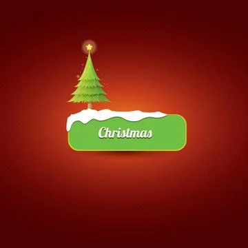 Christmas vector green button with christmas tree Illustrazione stock