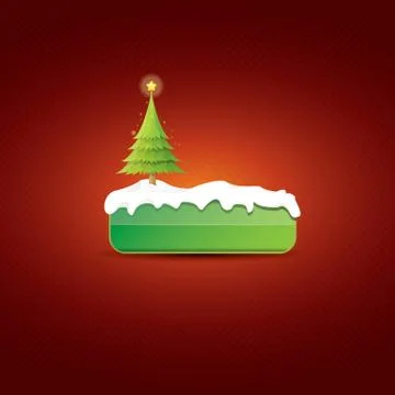Christmas vector green button with christmas tree 库存插图