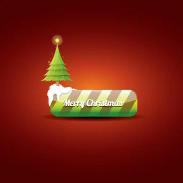 Christmas vector green button with christmas tree 库存插图