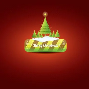 Christmas vector green button with christmas tree Illustrazione stock