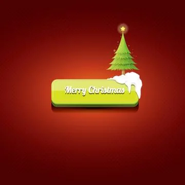Christmas vector green button with christmas tree 库存插图