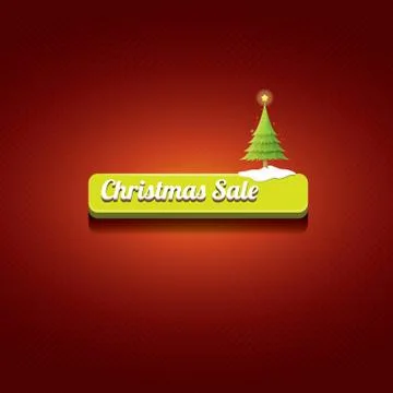 Christmas vector green button with christmas tree Stockillustratie
