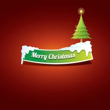 Christmas vector green button with christmas tree Stockillustratie