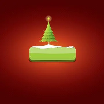 Christmas vector green button with christmas tree Stockillustratie