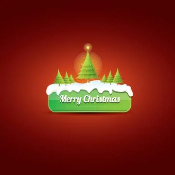 Christmas vector green button with christmas tree 库存插图