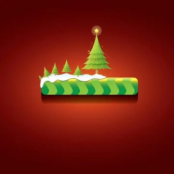 Christmas vector green button with christmas tree Illustrazione stock