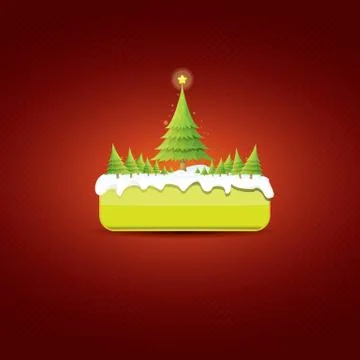 Christmas vector green button with christmas tree 库存插图
