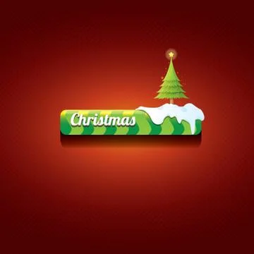 Christmas vector green button with christmas tree Illustrazione stock