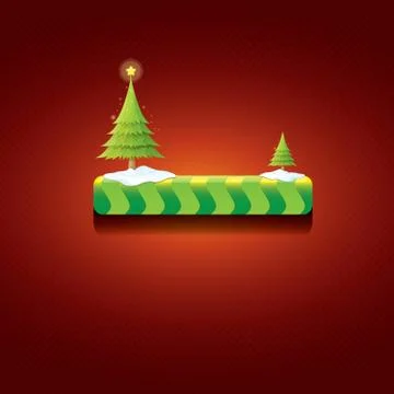 Christmas vector green button with christmas tree 库存插图