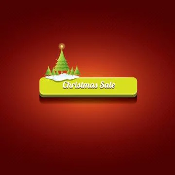 Christmas vector green button with christmas tree Stockillustratie