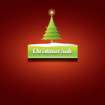 Christmas vector green button with christmas tree Stockillustratie