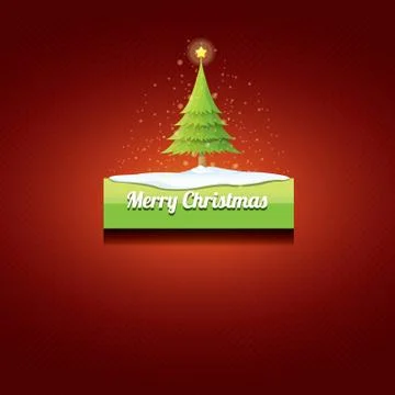 Christmas vector green button with christmas tree Stockillustratie