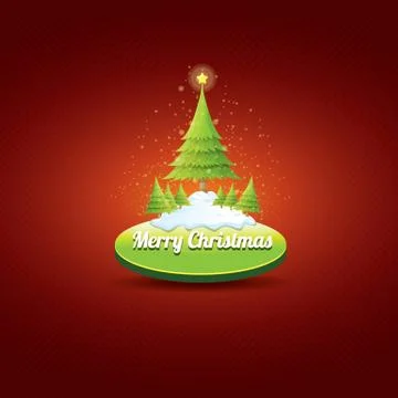 Christmas vector green button with christmas tree 库存插图