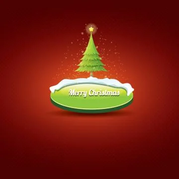 Christmas vector green button with christmas tree Illustrazione stock