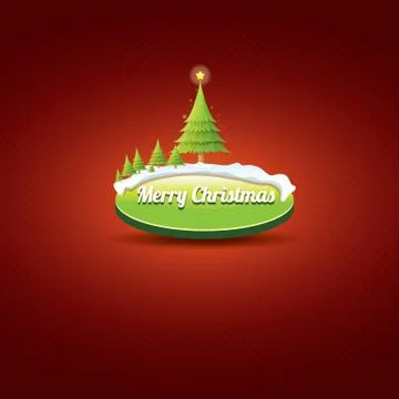 Christmas vector green button with christmas tree Stockillustratie
