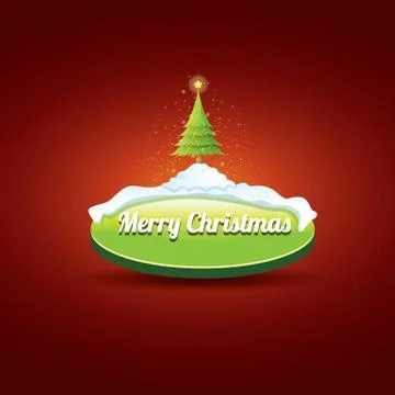 Christmas vector green button with christmas tree 库存插图