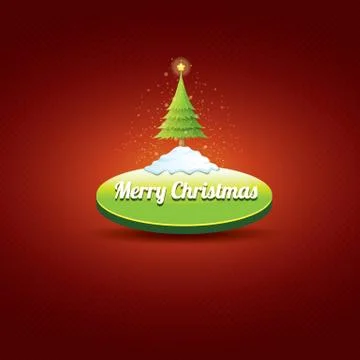 Christmas vector green button with christmas tree 库存插图