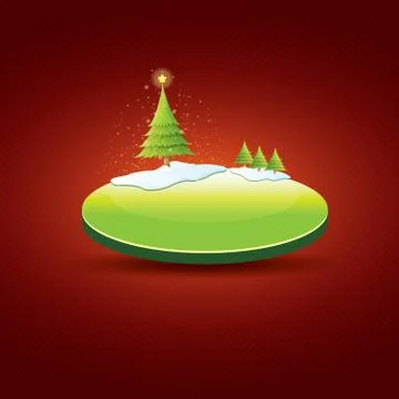 Christmas vector green button with christmas tree Stockillustratie