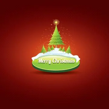 Christmas vector green button with christmas tree Illustrazione stock