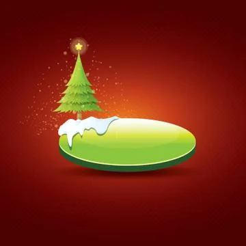 Christmas vector green button with christmas tree Stockillustratie