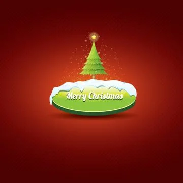 Christmas vector green button with christmas tree Stockillustratie