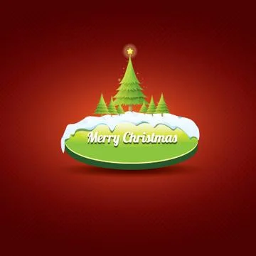 Christmas vector green button with christmas tree 库存插图