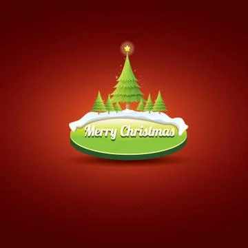 Christmas vector green button with christmas tree Illustrazione stock