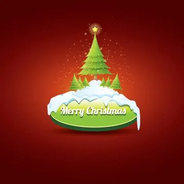 Christmas vector green button with christmas tree Stockillustratie