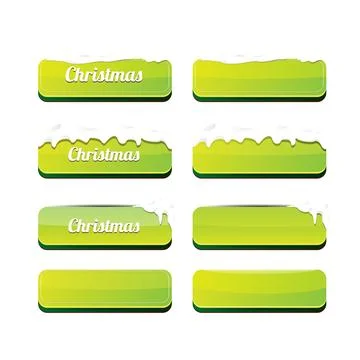 Christmas vector green glossy buttons set isolated on white background. Web Stock Illustration