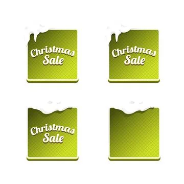 Christmas vector green glossy buttons set isolated on white background. Web Stock Illustration