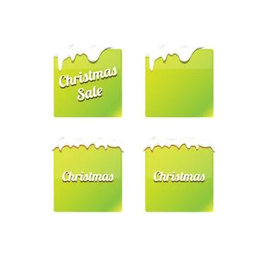 Christmas vector green glossy buttons set isolated on white background. Web Stock Illustration