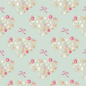 Christmas vector heart seamless pattern with biscuit Illustrazione stock