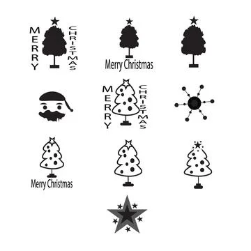 Christmas Vector Icon Set – Black Stock Illustration