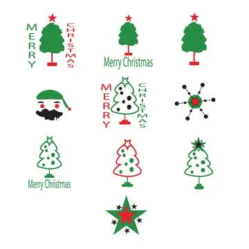 Christmas Vector Icon Set – Blue Stock Illustration