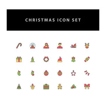 Christmas vector icon set with filled outline style design Illustrazione stock