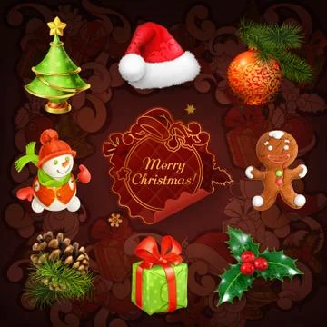 Christmas, vector icon set Stock Illustration