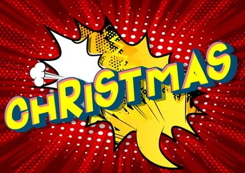 Christmas - Vector illustrated comic book style phrase on abstract background Stockillustratie