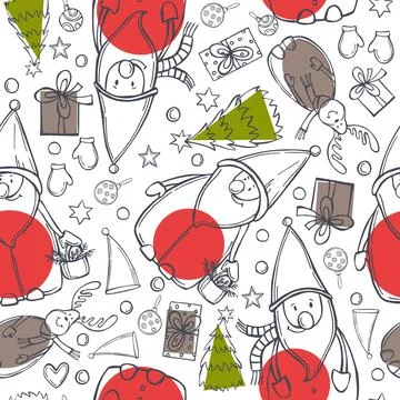 Christmas vector  pattern with  Santa Claus Stock Illustration