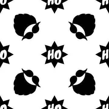 Christmas vector pattern. Seamless background with a beard, mustache, and text Stock Illustration