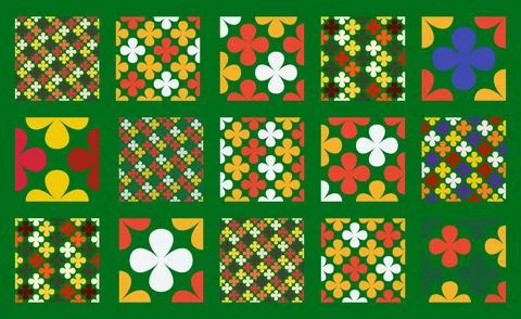 Christmas vector pattern set in a seamless design featuring festive clover li Stock Illustration