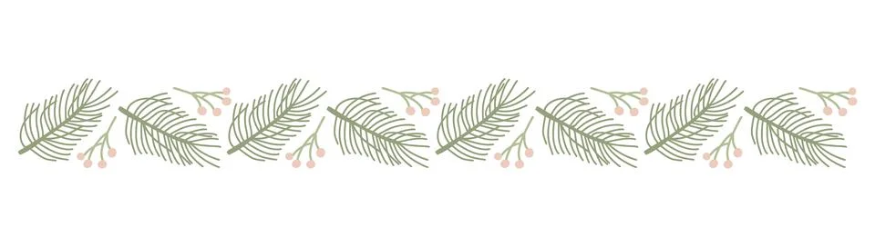 Christmas vector seamless border with pine branches and berries creating a re Stock Illustration