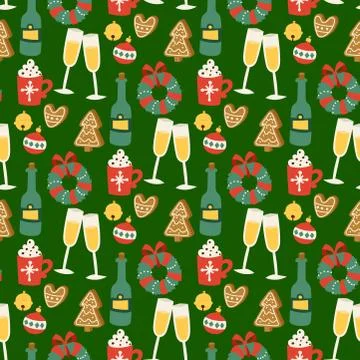 Christmas vector seamless pattern background for greeting card winter new year Illustrazione stock